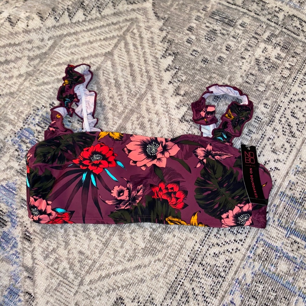 Violet flora patter bikini top